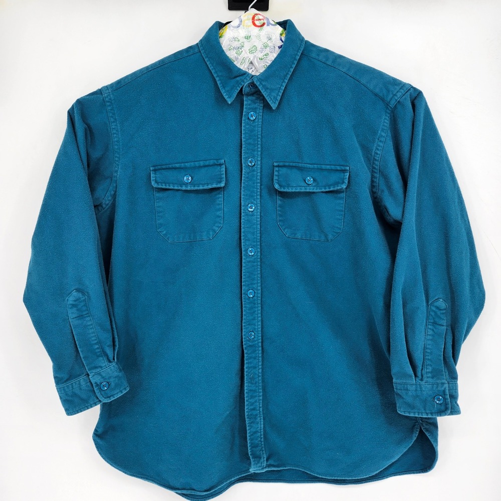 Vintage LL Bean Shirt Mens XXXL Tall Chamois Freeport Maine‎ Long Sleeve Teal